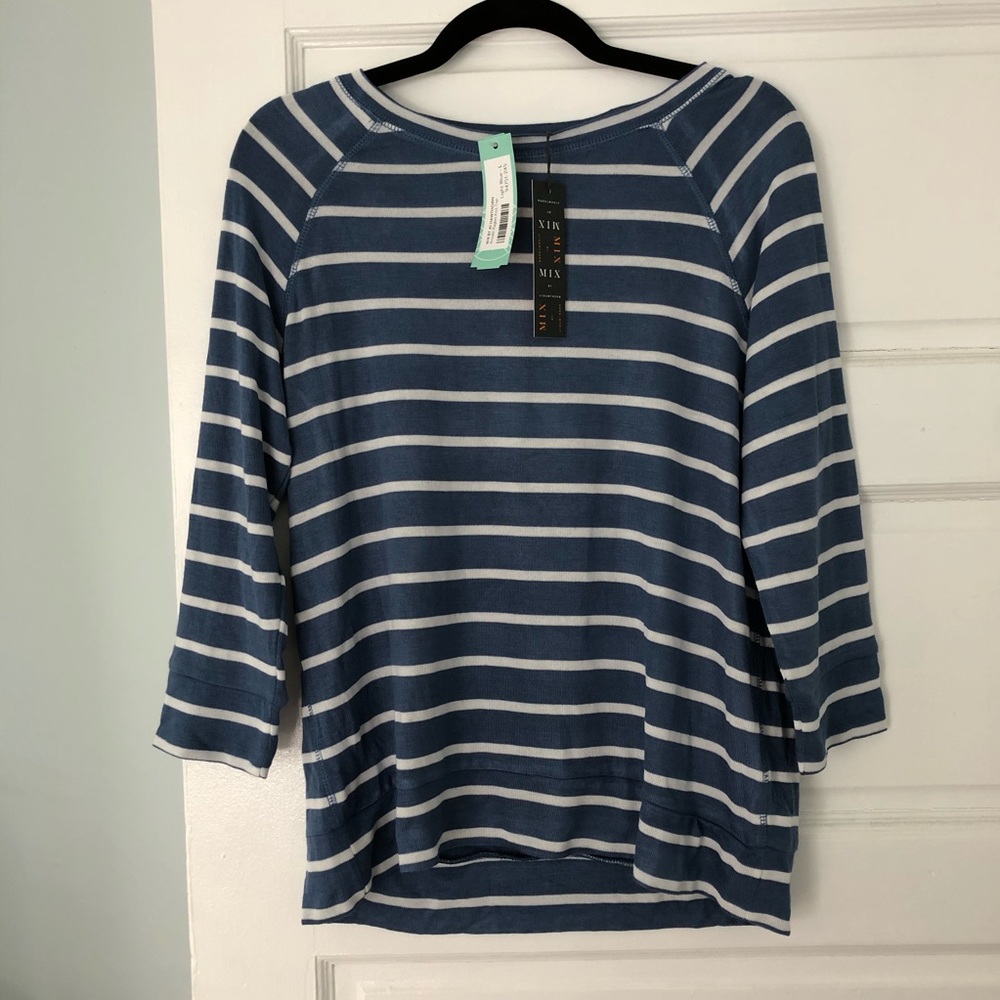 Blue and White Striped Top by Mix by 41 Hawthorn